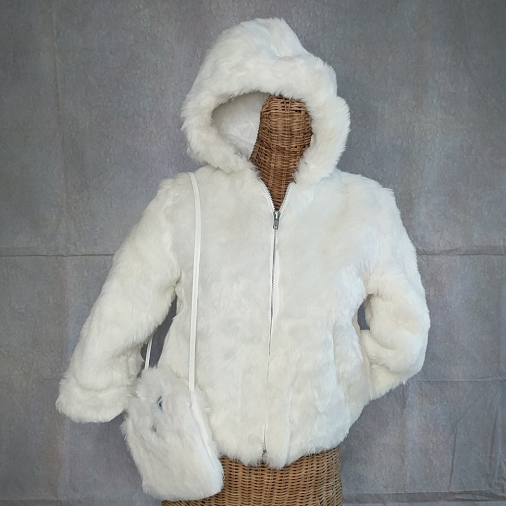 SKYLINE Girls White Faux Fur Winter Coat